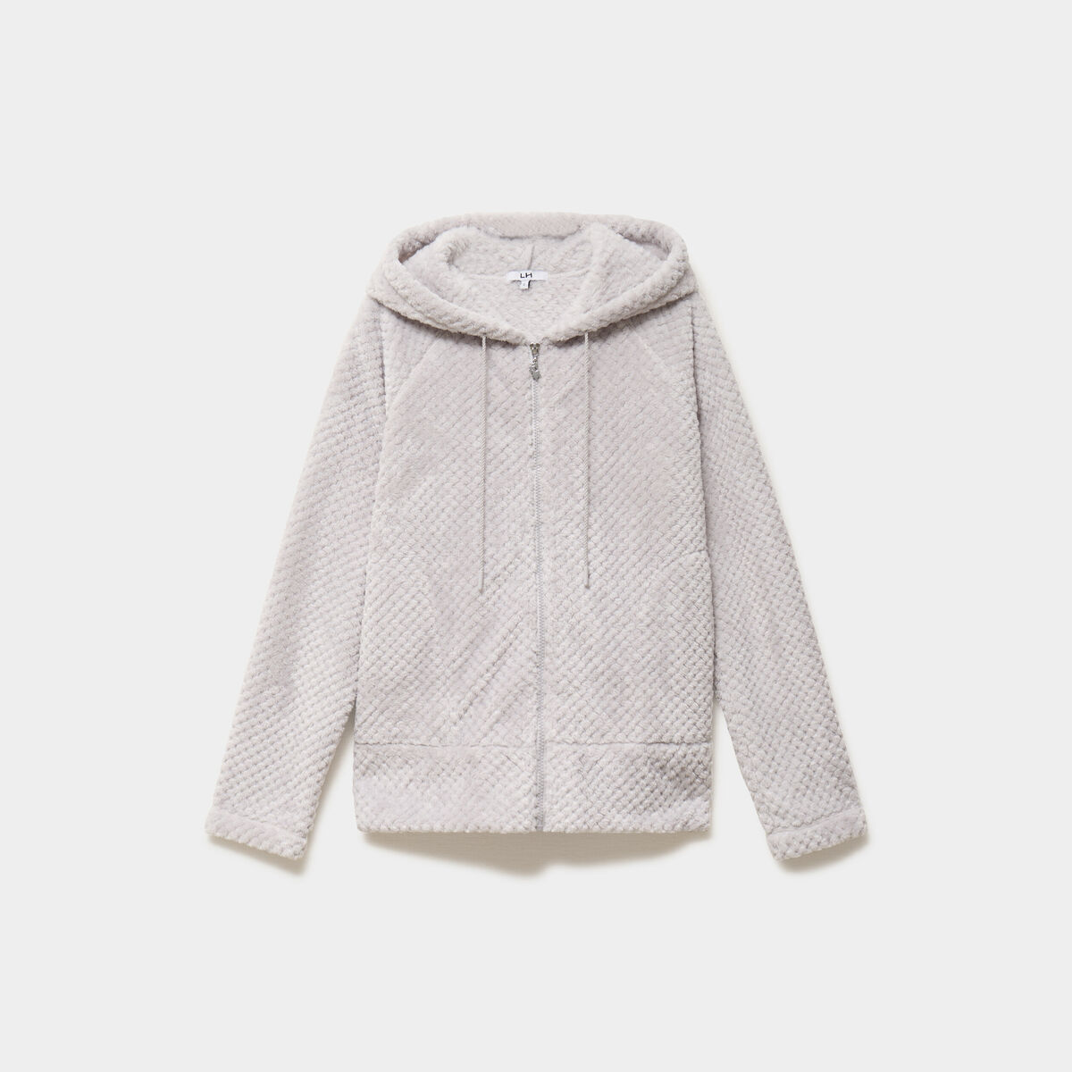 Veste de pyjama effet polaire gris clair femme