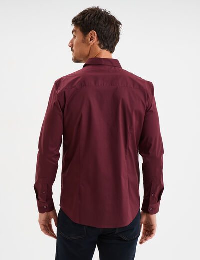 Chemise stretch manches longues violet foncé homme