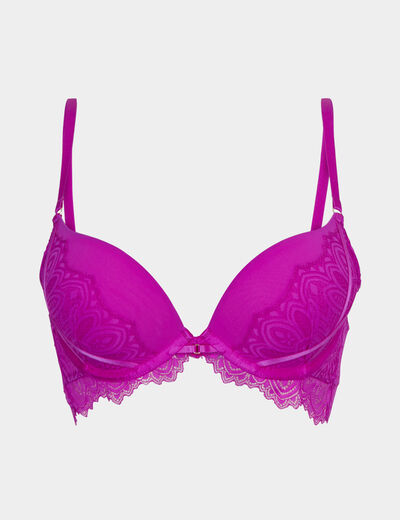 Soutien-gorge push-up paddé dentelle violet femme