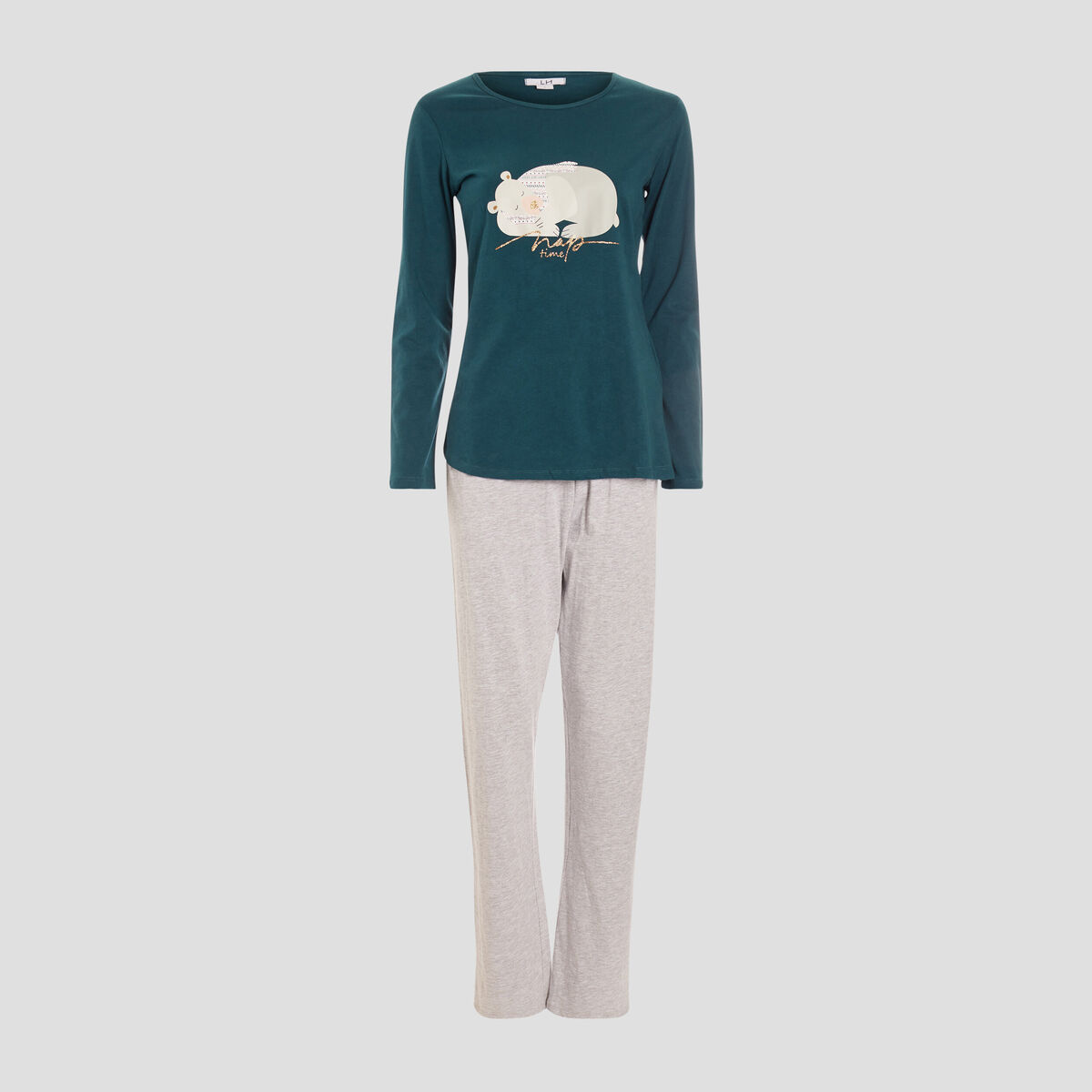 Ensemble pyjama 2 pièces vert foncé femme