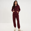 Sweat hoodie 1 poche &agrave; capuche violet fonc&eacute; femme