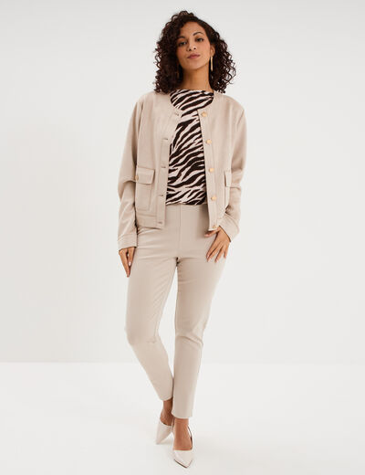 Leggings &agrave; boutons pont beige femme