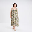 Robe longue fendue fluide bretelles blanc femme grande taille