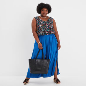 Pantalon large fluide 7/8ème bleu roi femme grande taille