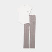 Ensemble pyjama col rond 2 pièces fluide ecru femme