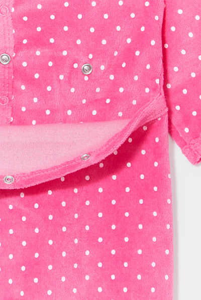 Dors-bien velours manches longues rose fushia bébé fille