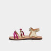 Sandales multibrides en cuir jaune or fille