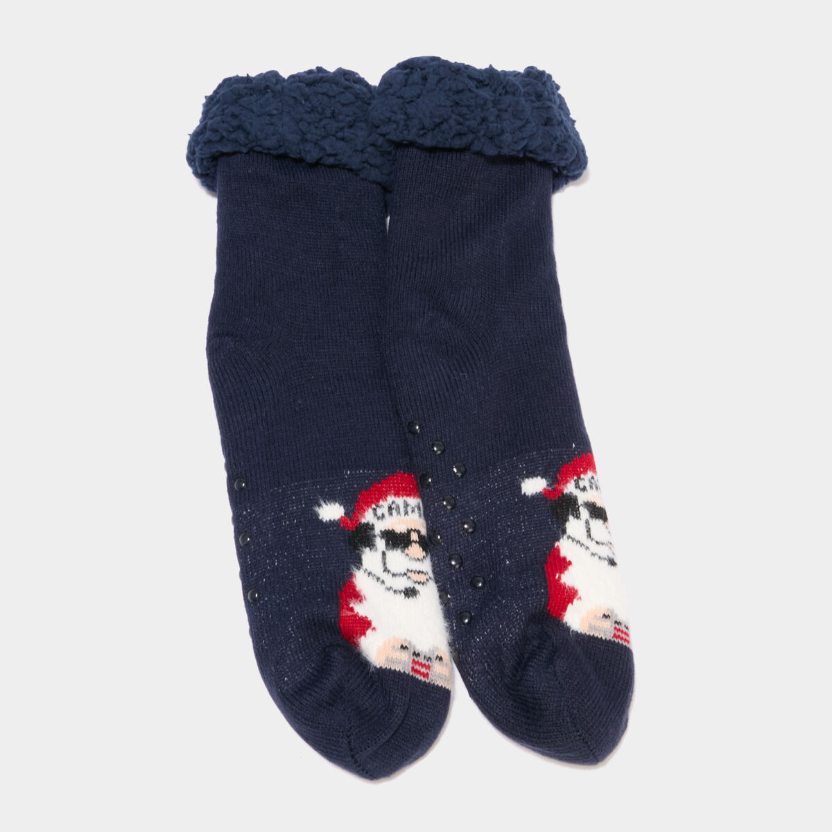 Chaussettes No&euml;l d'int&eacute;rieur doubl&eacute;es bleu gar&ccedil;on