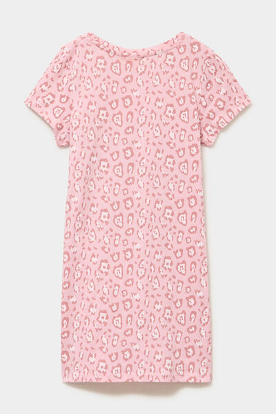 Chemise de nuit mi-longue coton Stitch rose fille
