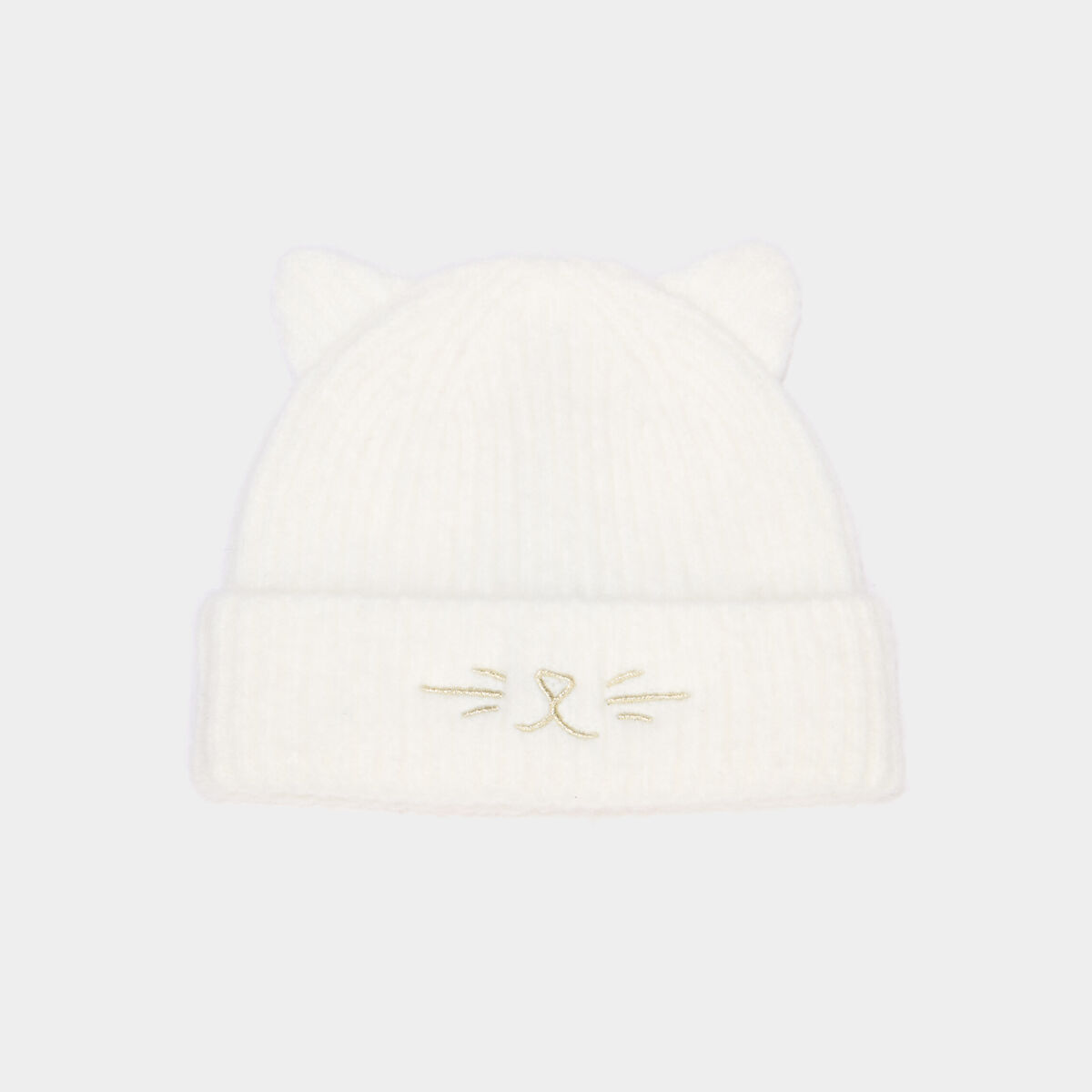 Bonnet oreille de chat ivoire fille