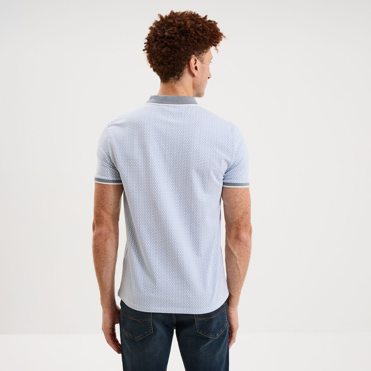 Polo slim manches courtes stretch blanc homme