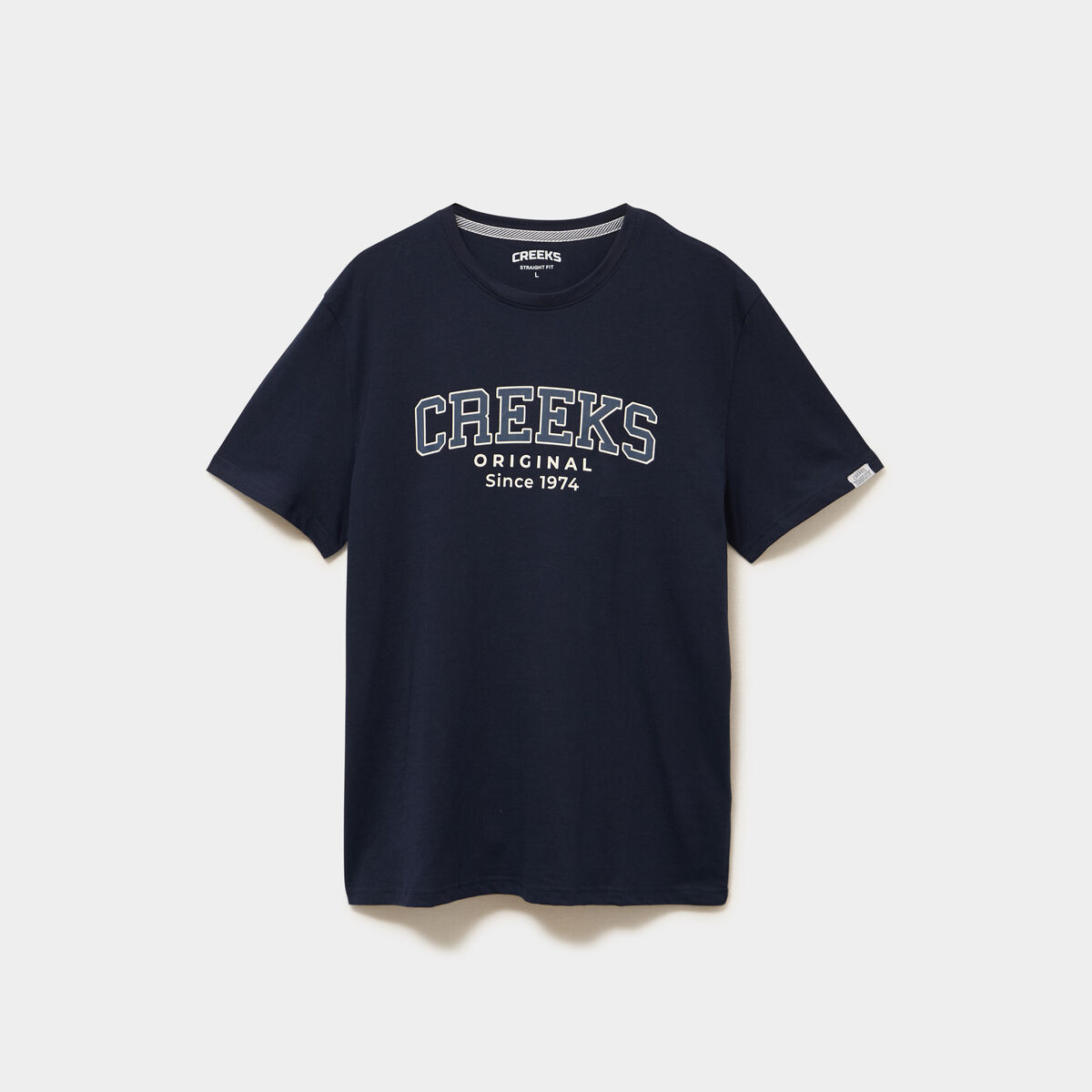 T-shirt col rond manches courtes coton bleu marine homme