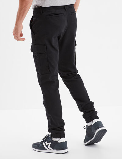 Pantalon cargo slim stretch noir homme