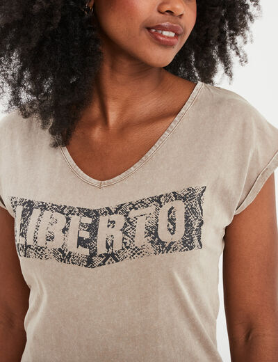 T-shirt délavé en coton Liberto marron foncé femme