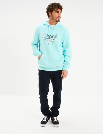 Sweat hoodie en molleton bleu turquoise homme