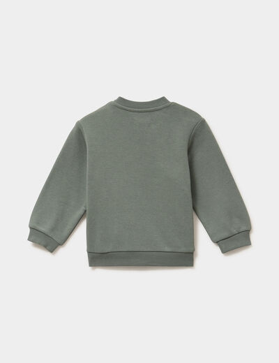 Sweat col rond 1 poche manches longues vert kaki b&eacute;b&eacute; gar&ccedil;on