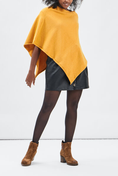 Poncho asymétrique jaune moutarde femme