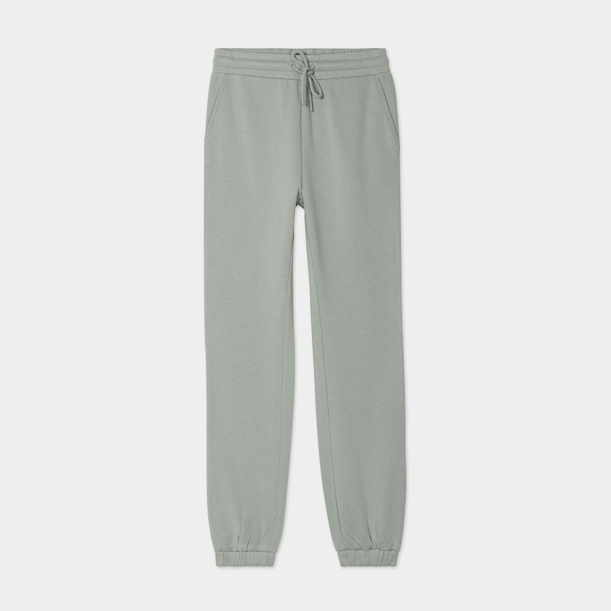 Pantalon jogging droit molleton vert pastel femme