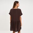 Robe courte fluide manches courtes marron fonc&eacute; femme