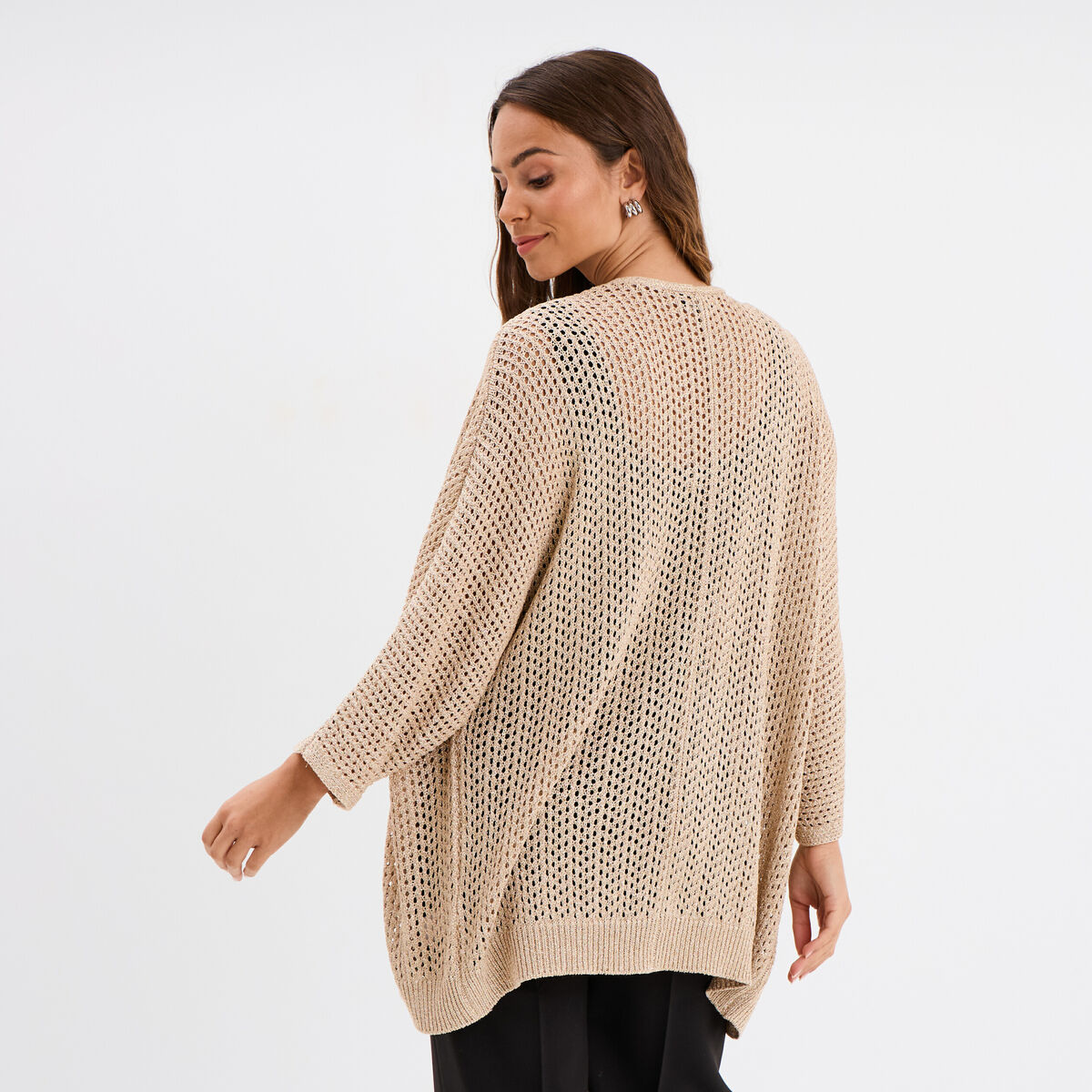 Gilet oversize chauve-souris mi-long jaune or femme