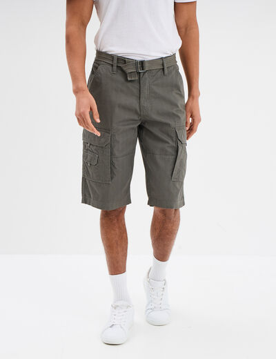 Bermuda cargo côtelé ceinturé Trappeur gris homme