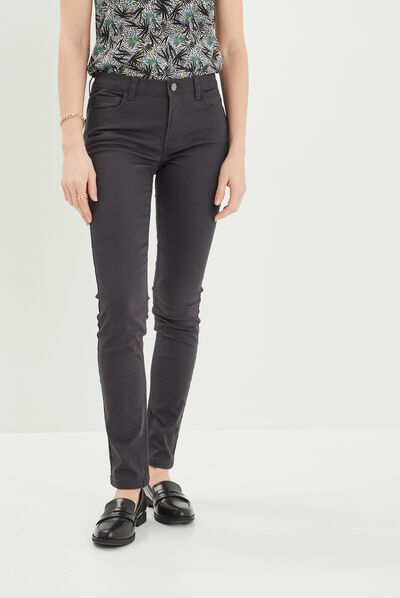 Pantalon slim taille normale gris foncé femme