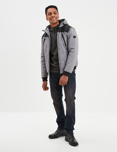 Blouson déperlant zippé capuche Liberto gris homme