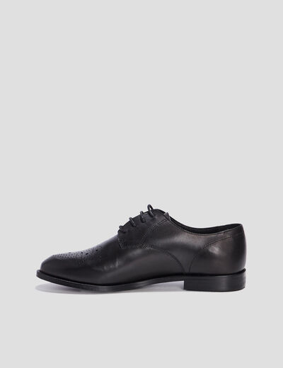 Derbies plates en cuir noir femme