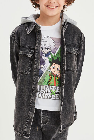 Chemise en jean à capuche Liberto denim noir garçon