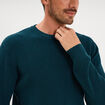 Pull en maille textur&eacute;e col rond bleu canard homme