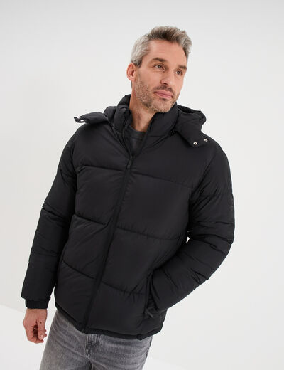 Doudoune d&eacute;perlante &agrave; capuche amovible noir homme