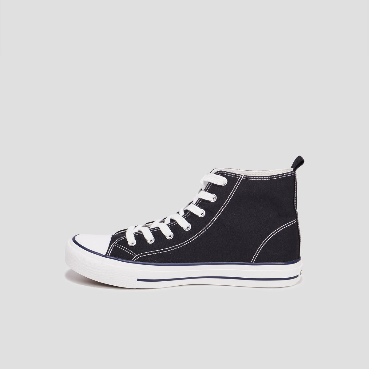 Baskets à lacets montantes en toile noir homme