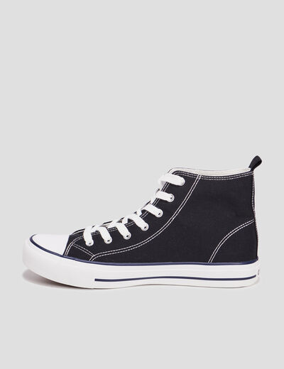 Baskets à lacets montantes en toile noir homme