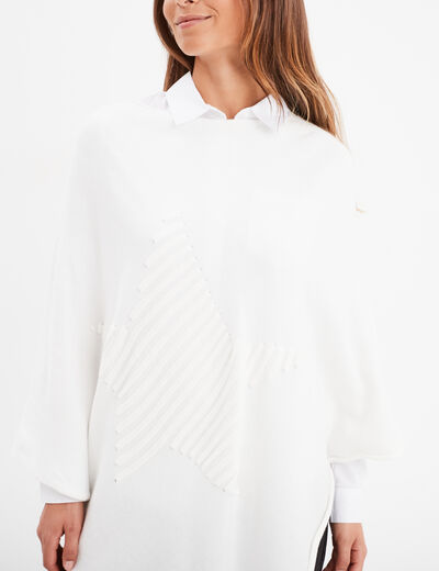 Poncho coupe ample ivoire femme