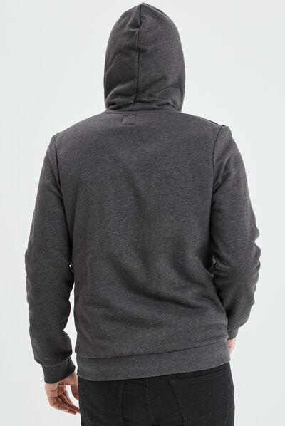 Sweat zippé à capuche gris foncé homme