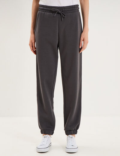 Pantalon de jogging molletonn&eacute; gris fonc&eacute; femme