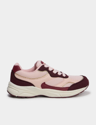 Baskets running &agrave; lacets rose fille