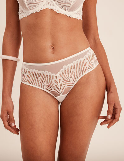 Shorty en dentelle blanc femme