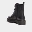 Bottines &agrave; lacets en cuir noir femme