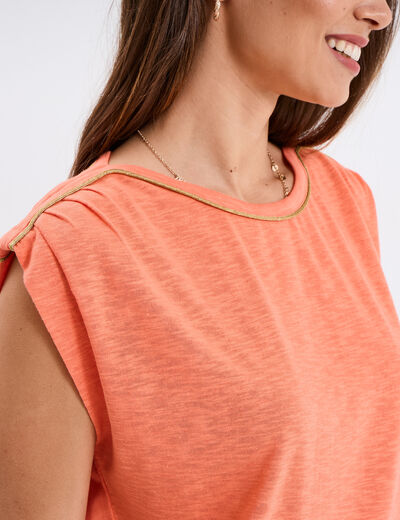 T-shirt sans manches rose corail femme
