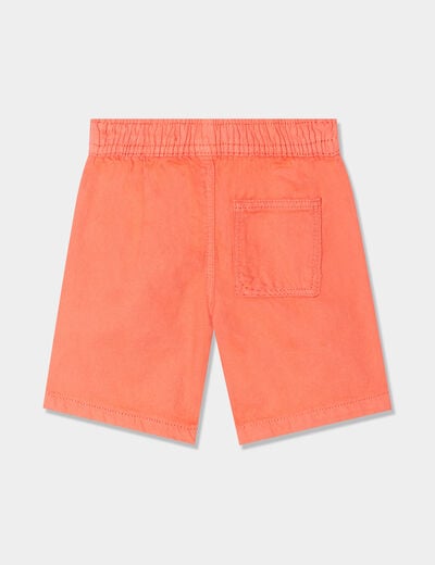 Short coton taille élastiquée à cordons rouge corail bébé garçon