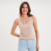 D&eacute;bardeur bretelles larges coton beige femme