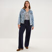 Pantalon large taille haute bleu fonc&eacute; femme grande taille