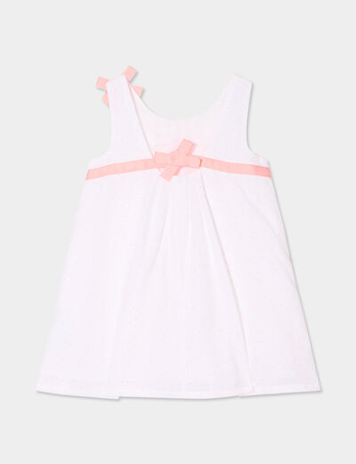 Robe sans manches détails noeuds ecru bébé fille