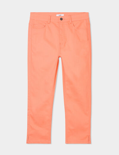 Pantacourt slim 5 poches rose corail femme
