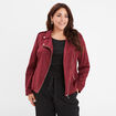 Blouson zippé effet suédine style biker bordeaux femme grande taille