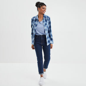 jeans mom taille haute 78eme coton denim brut femme Jeans mom taille haute 7/8ème coton denim brut femme