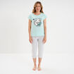 Ensemble pyjama corsaire t-shirt coton bleu turquoise femme