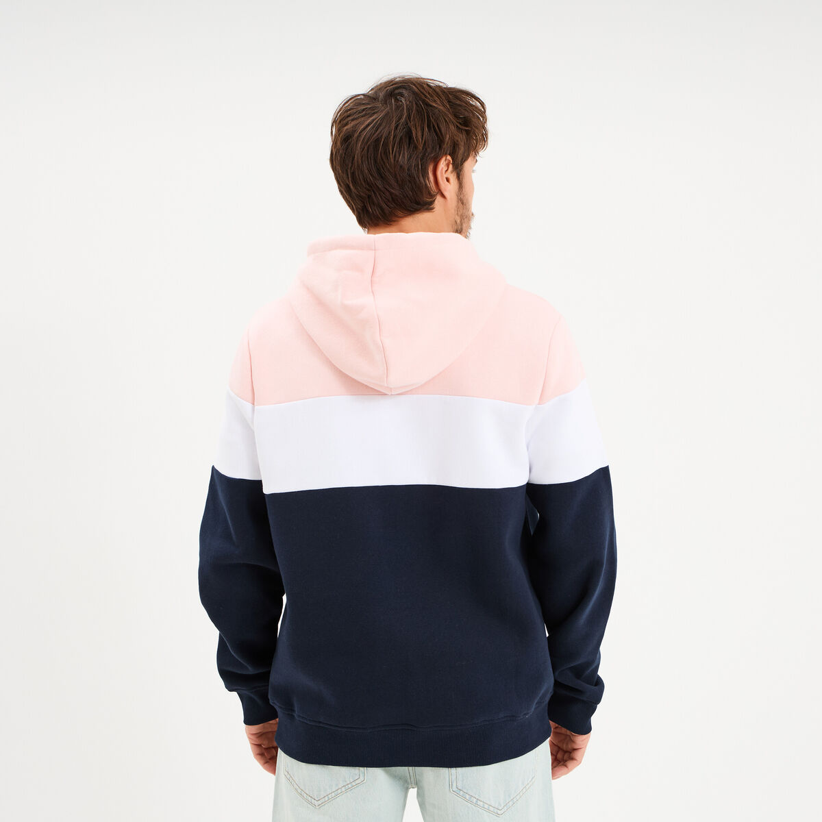 Sweat hoodie en molleton 1 poche rose pastel homme