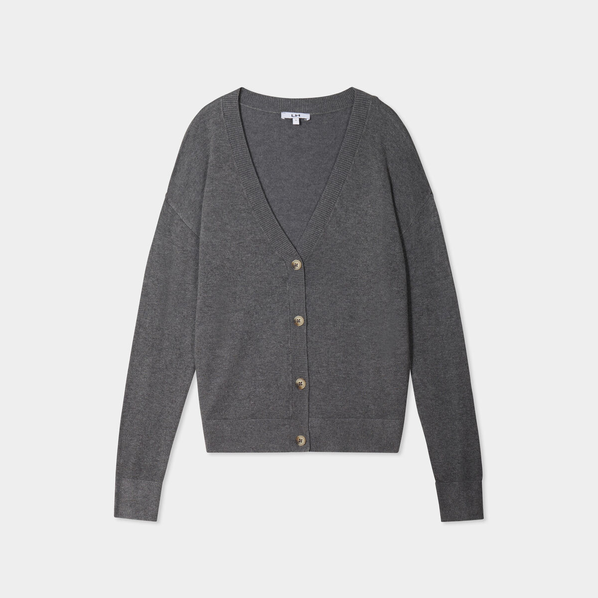 Gilet col en V boutonné gris femme